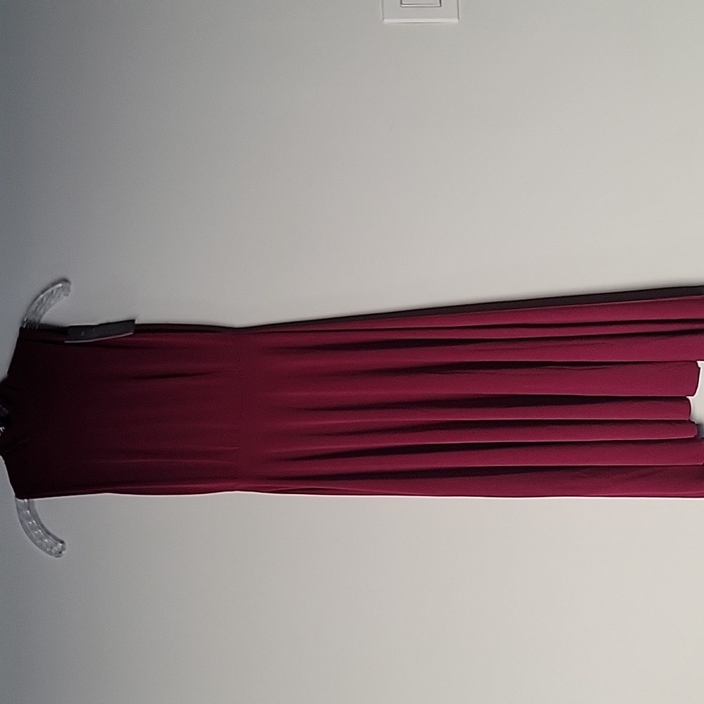NWT Zara Burgundy XS S Plum Bow Neck Tie Bow Jersey Fit Flare Flowy A-Line Midi - Picture 12 of 17